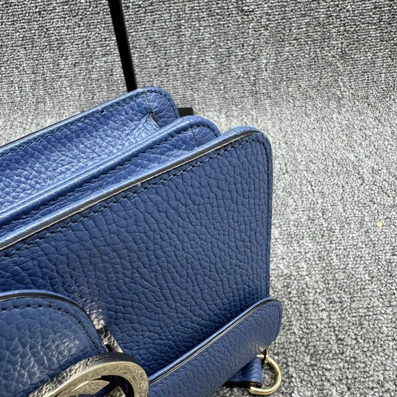 GUCCI Interlocking G Blue Leather Shoulder Bag 650-081525 - Picture 8 of 15